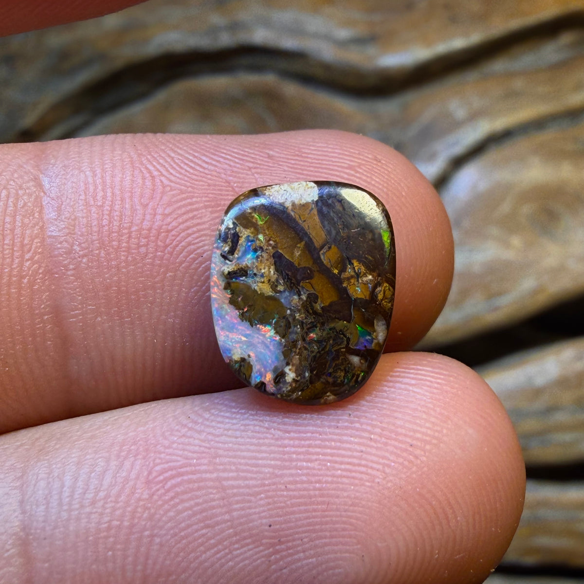 Little Rippa Unique 3 Sided Fire Stone 4.5cts - Yowah Nut Opal. Red Multicolour