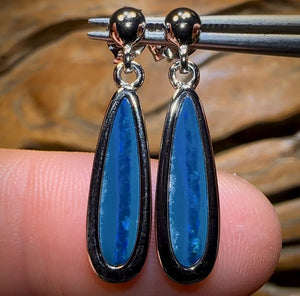 🔨 AUCTION 🔨 Sterling Silver - Australian Boulder Opal Doublet Drop Stud Earrings