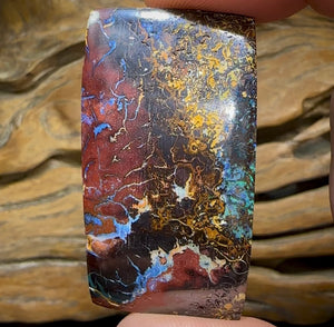 96.5cts - Australian Boulder Opal Rub.Tibal Landscape Pattern - Opal Whisperers