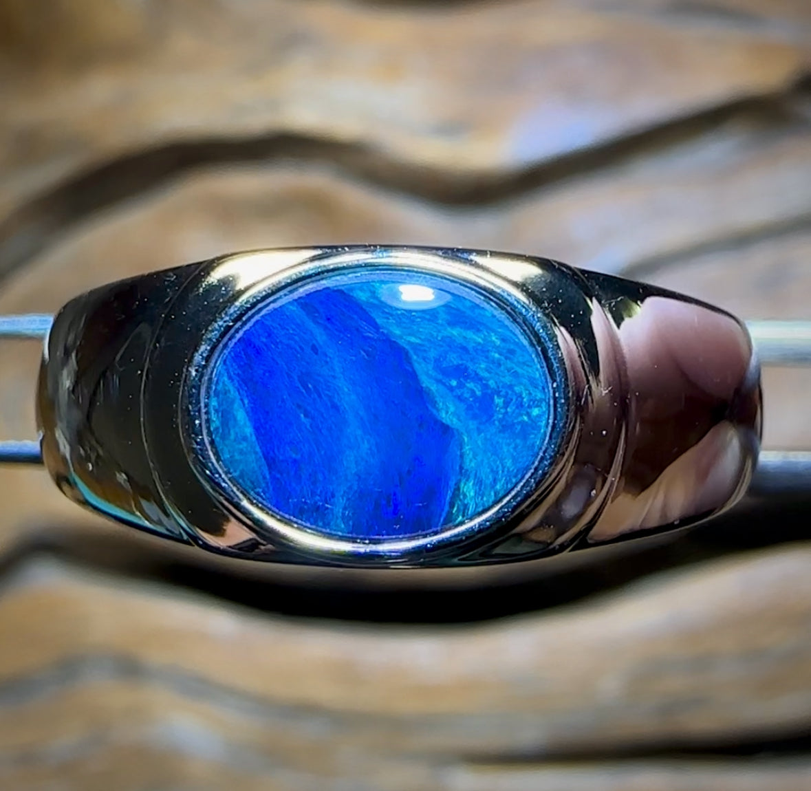 “Water Ways” Sterling Silver - UNISEX Queensland Boulder Opal Doublet Ring
