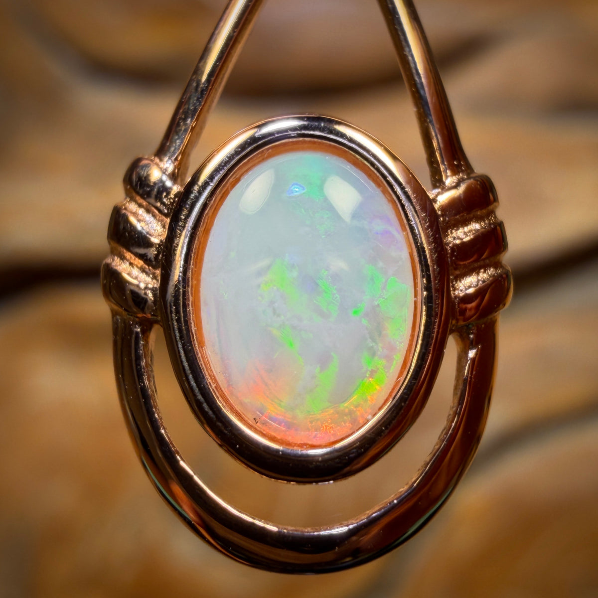 Sterling Silver Rose Gold Plated - Solid South Australian Crystal Opal Pendant Bargain