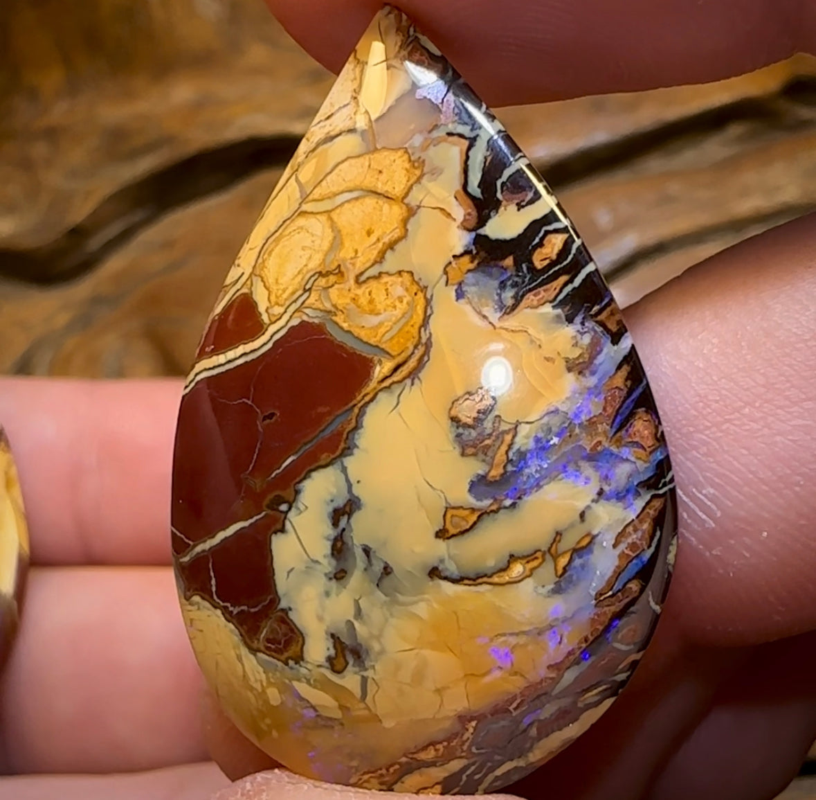 62.1cts - Yowah Nut Opal Pair. Best Double Sided  TRIBAL PATTERN - Opal Whisperers