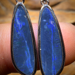 Sterling Silver - Australian Boulder Opal Doublet Drop Stud Earrings