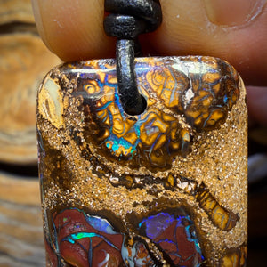 40 x 24mm - Drilled Tribal Queensland Boulder Opal Necklace