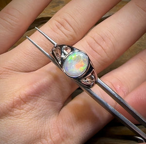 Sterling Silver - Unisex Large South Australian Crystal Opal Ring - Opal Whisperers