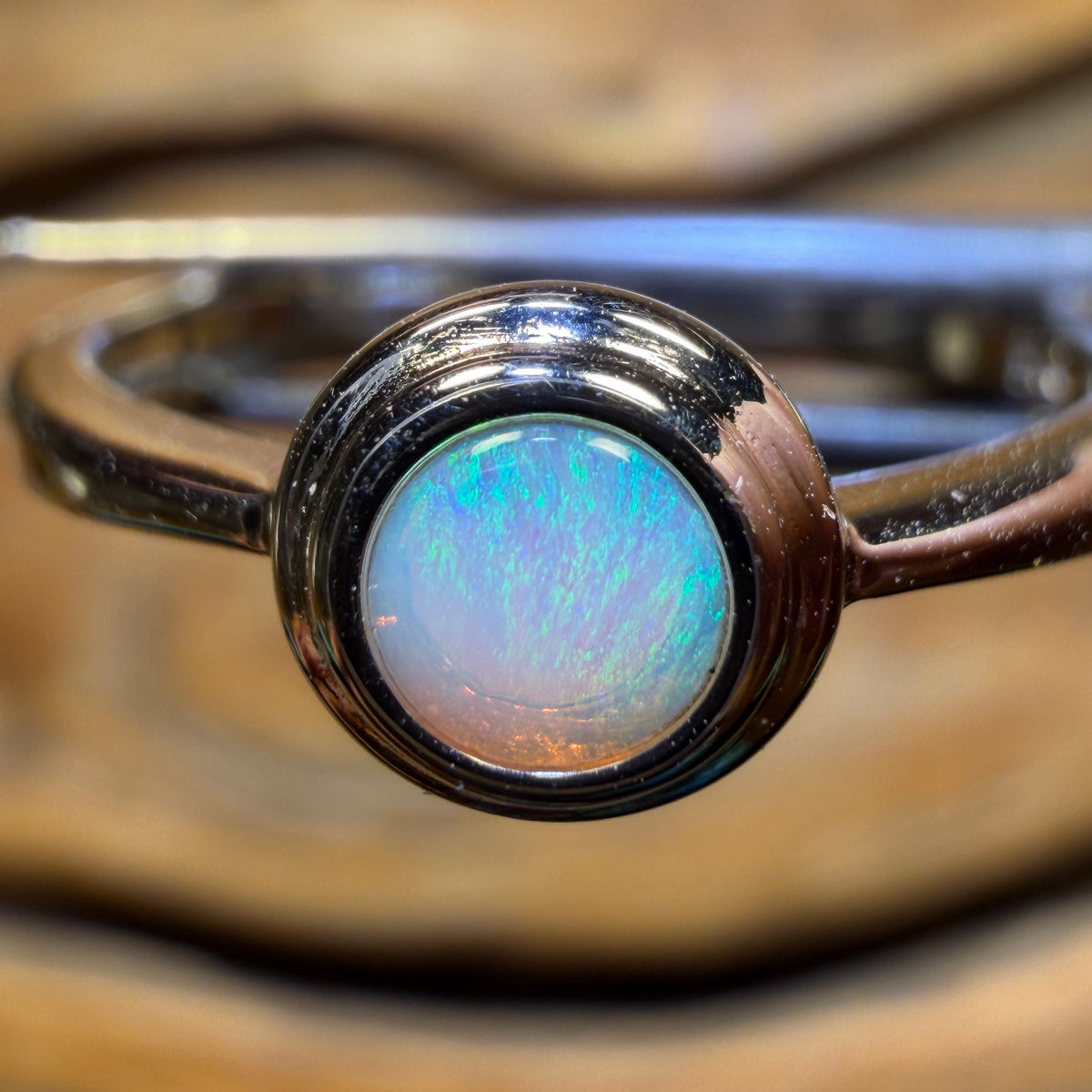 🔨 AUCTION 🔨 Sterling Silver - South Australian Crystal Opal Ring