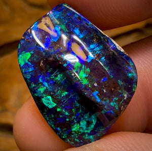 19.3cts - “Celebrity Stone” TOP GEM TOP UNDULATED CUT Yowah Seam Opal. Featured on “Outback Opal Hunters”!
