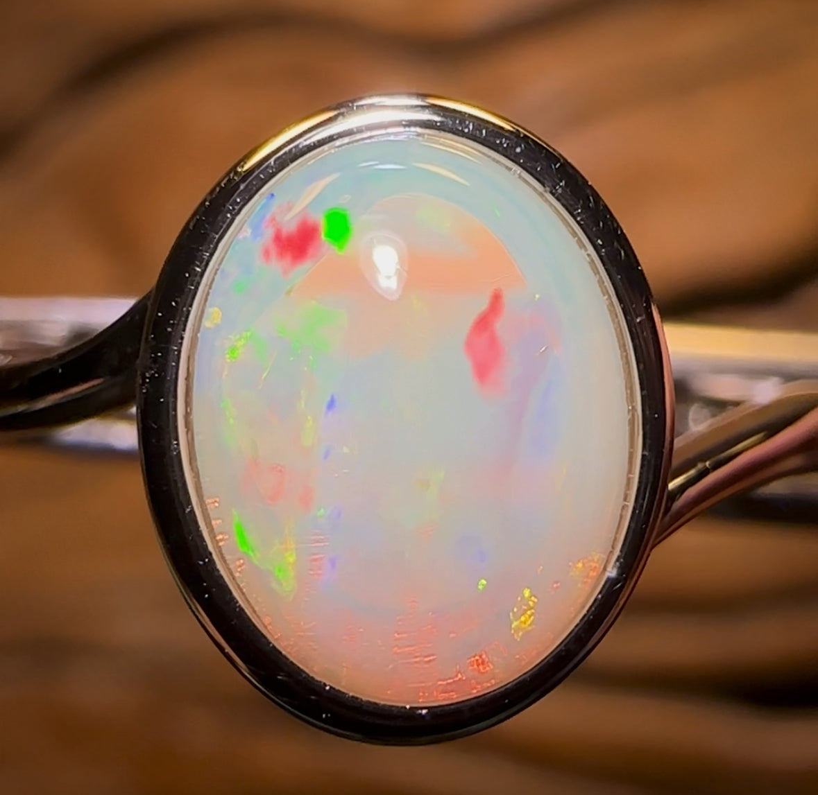 Sterling Silver - Solid South Australian Crystal Opal Ring