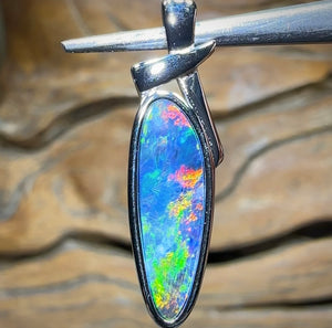 Sterling Silver - Australian￼ Boulder Opal Doublet Pendant - Opal Whisperers