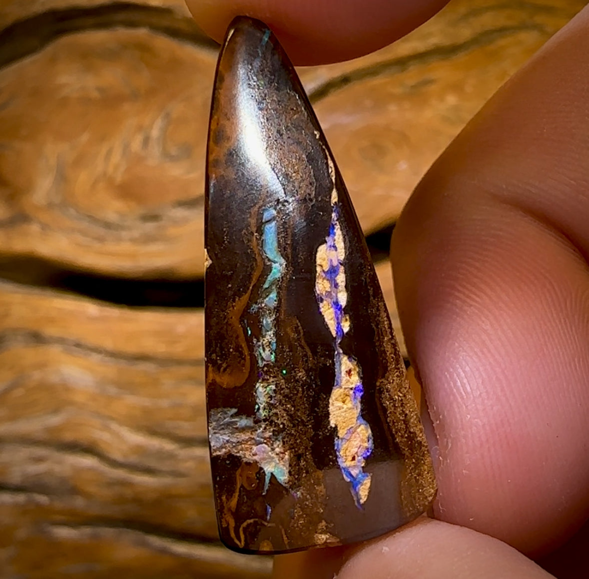 27.1cts - Queensland Boulder Opal. Pyramid Cut