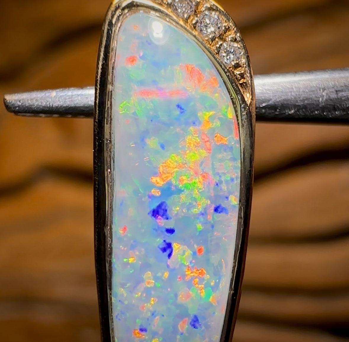 14k Gold - Solid South Australian Crystal Opal Pendant
