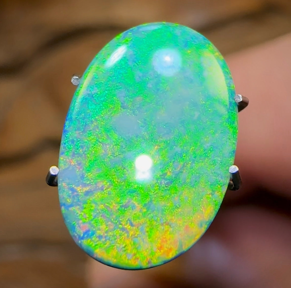 3.6cts - Lightning Ridge Black Opal Doublet. "Chemical Fire" - Opal Whisperers