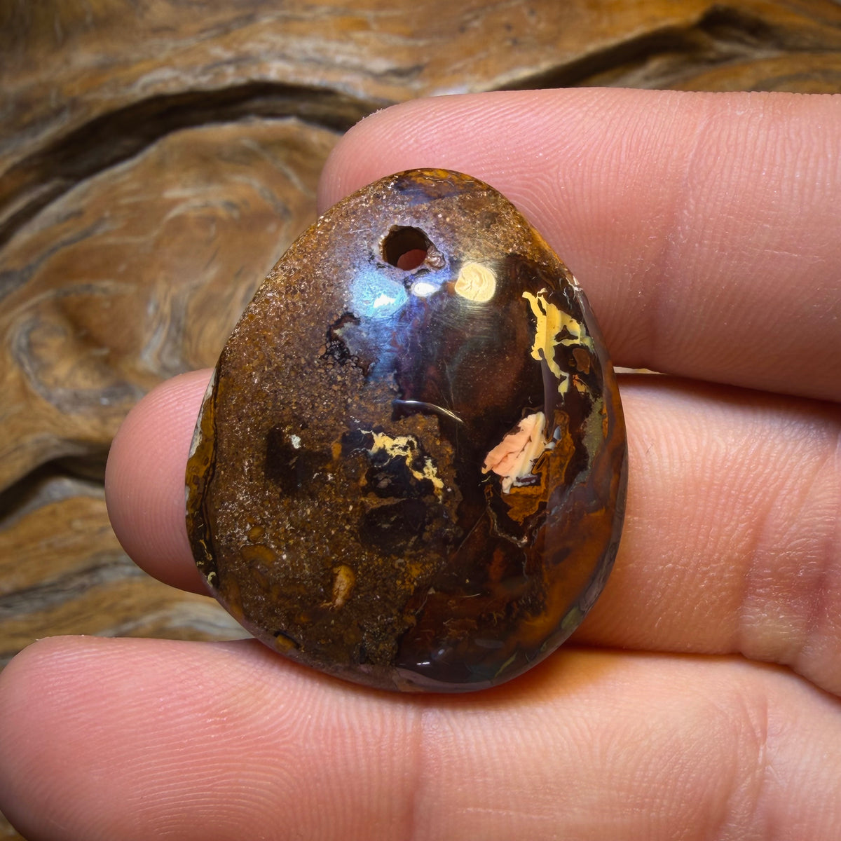 TGIF 34 x 28mm - Drilled Queensland Boulder Opal