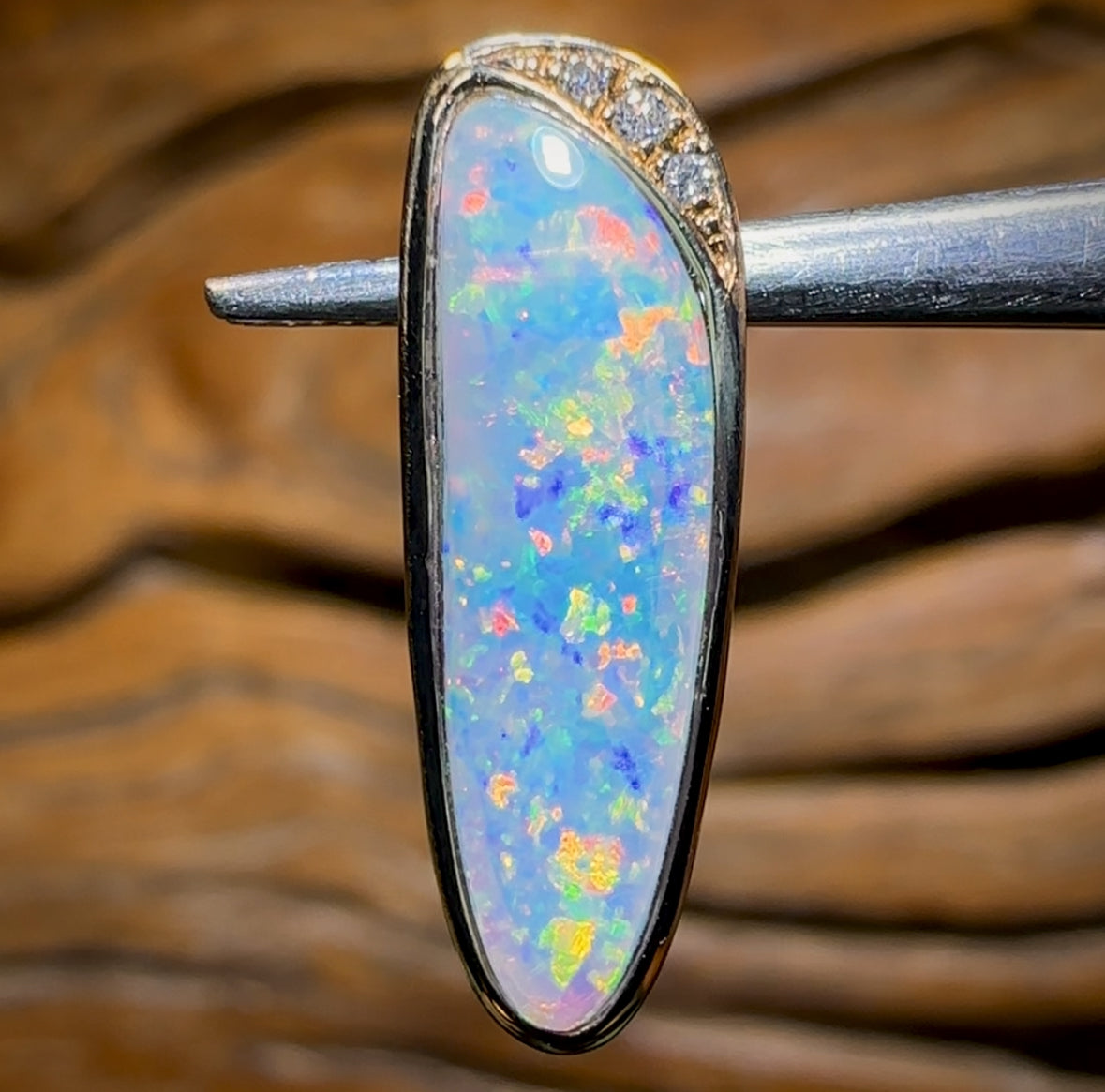 14k Gold - Solid South Australian Crystal Opal Pendant