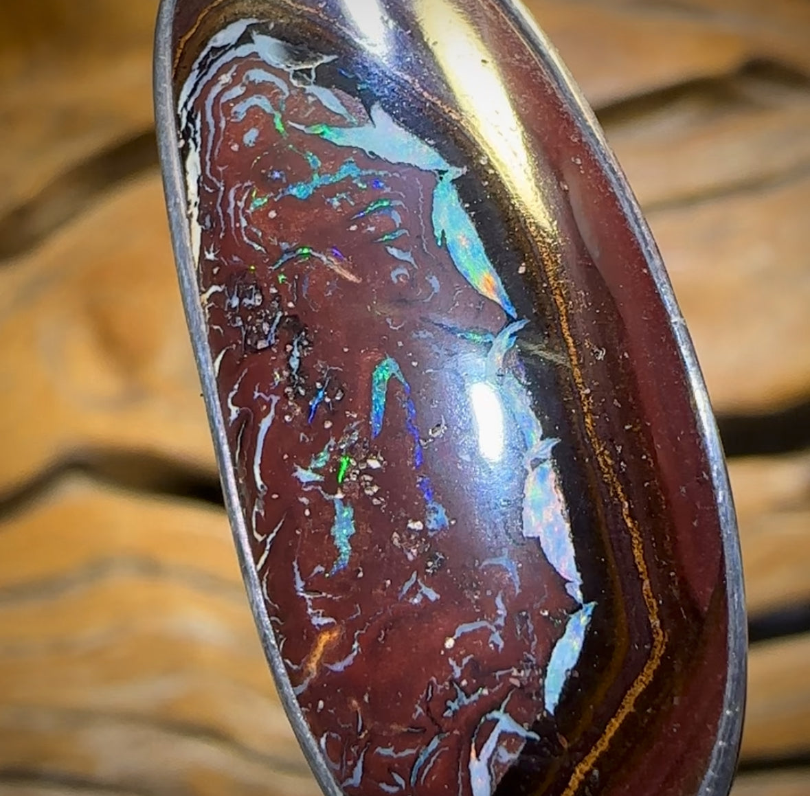 Sterling Silver - Tribal Boulder Opal UNISEX Pendant BARGAIN