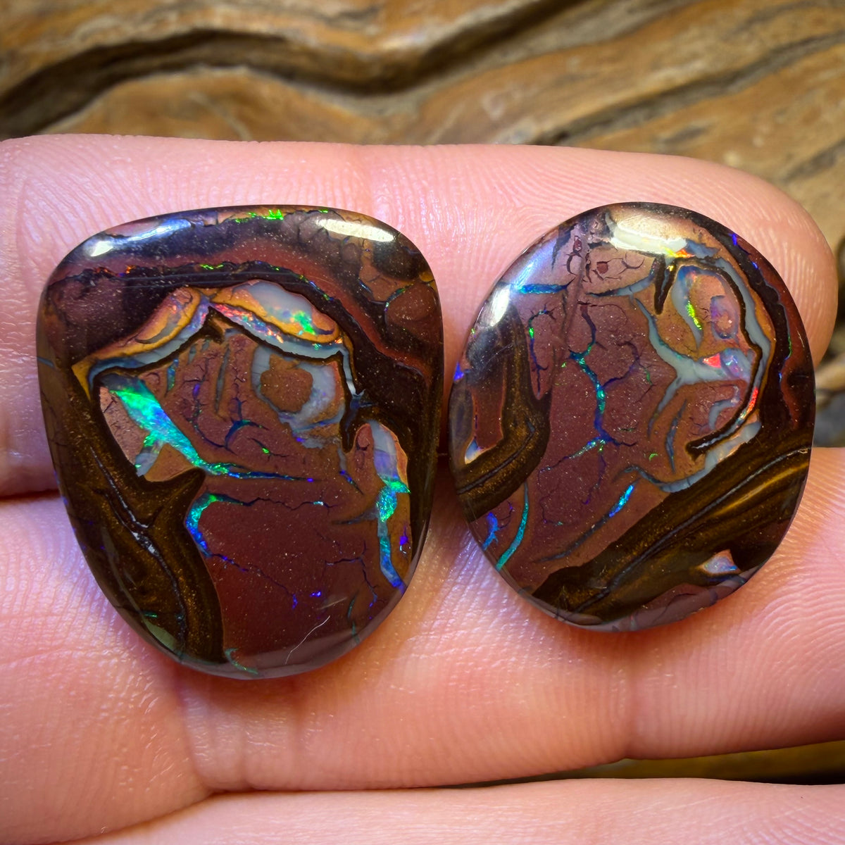 41.7cts - Tribal Yowah Nut Kernel Opal Pair