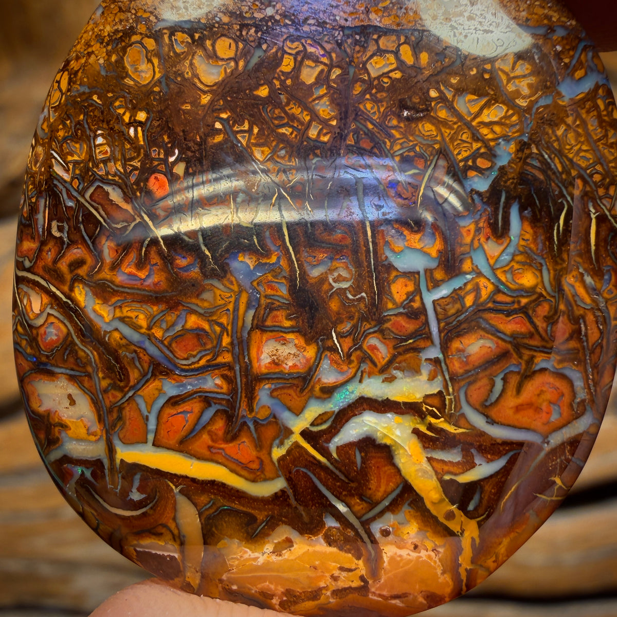 86.1cts - Queensland Boulder Opal Tribal Pattern Picture Stone