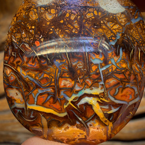 86.1cts - Queensland Boulder Opal Tribal Pattern Picture Stone