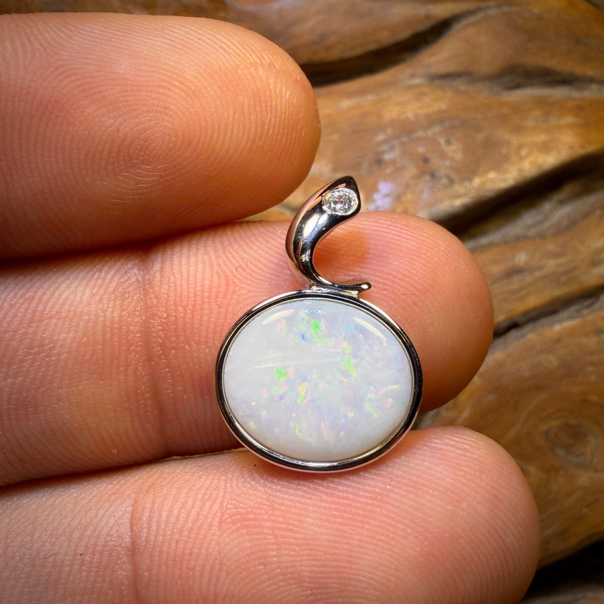 🔨 AUCTION 🔨 Sterling Silver - Solid South Australian White Opal Pendant