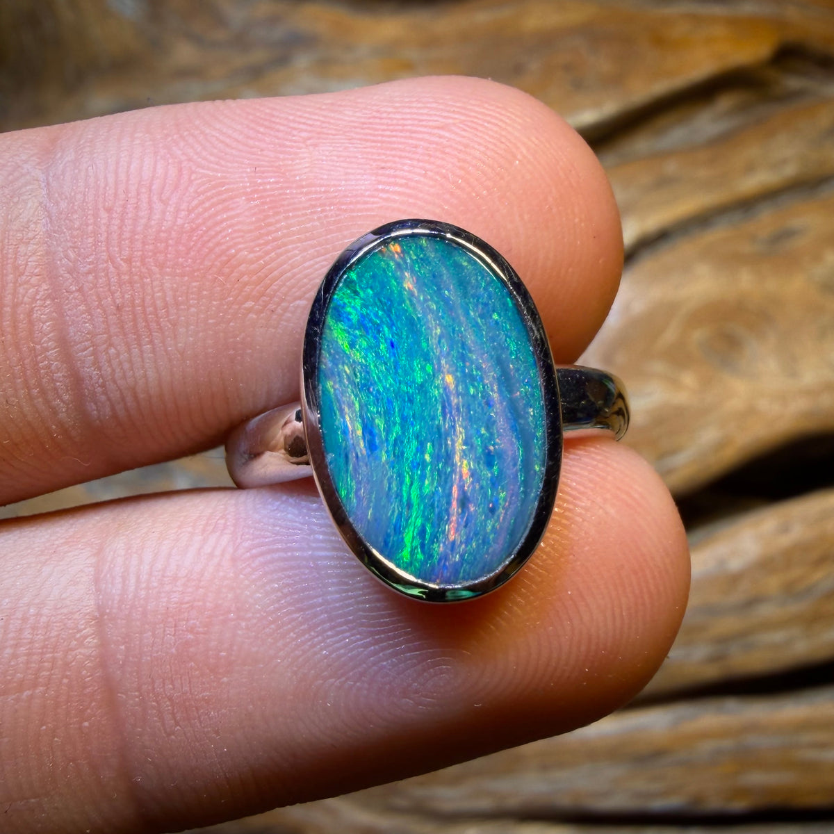 TGIF Sterling Silver - Queensland Boulder Opal Doublet Ring