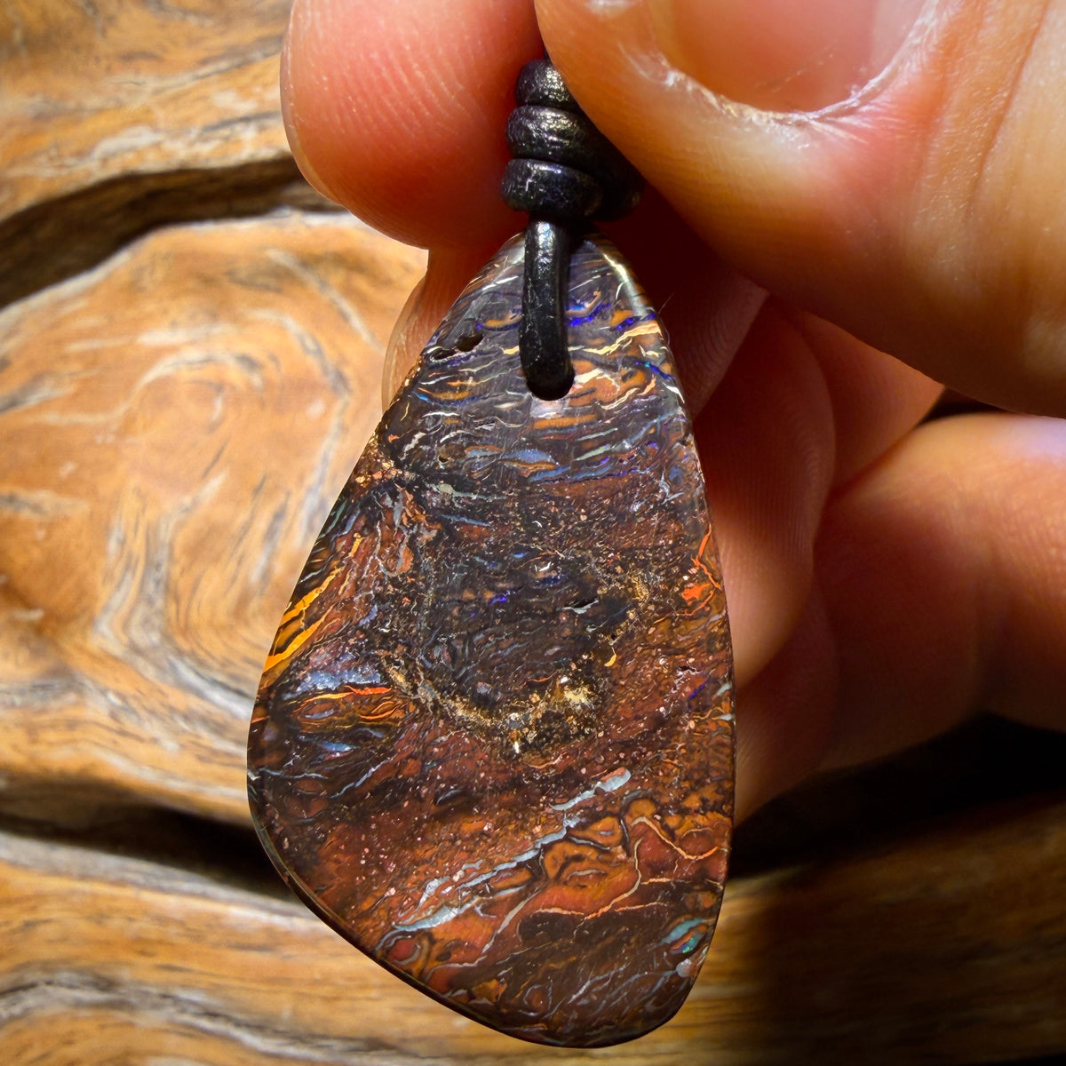 35 x 21mm - Drilled Tribal Queensland Boulder Opal Necklace