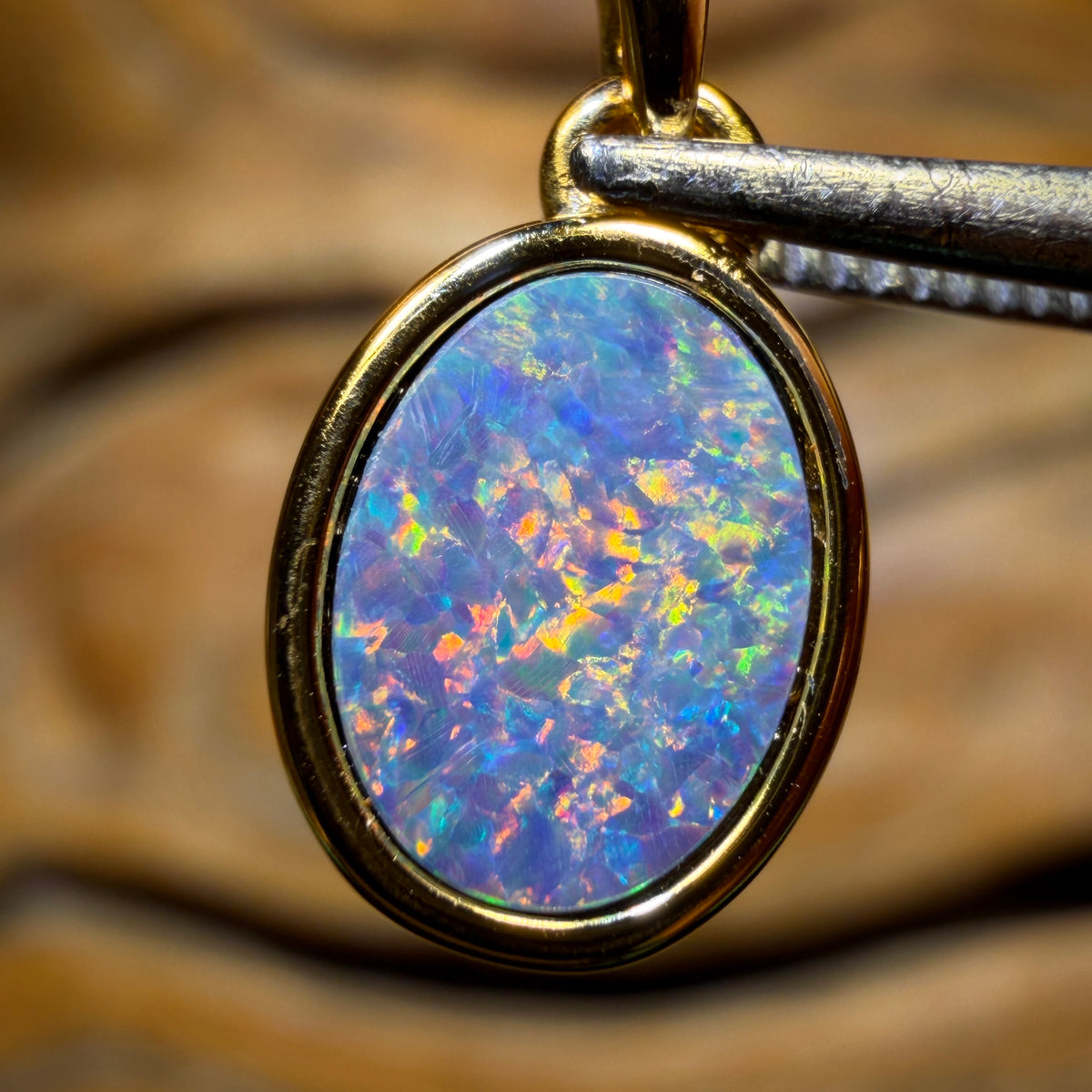 Wild Card! Sterling Silver Gold Plated - Queensland Boulder Opal Doublet Pendant