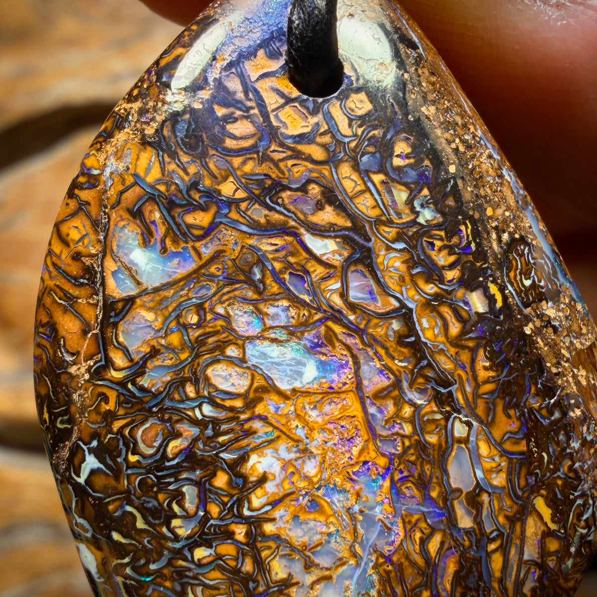 Wild Card! 40 x 26mm - Drilled Tribal Queensland Boulder Opal Necklace