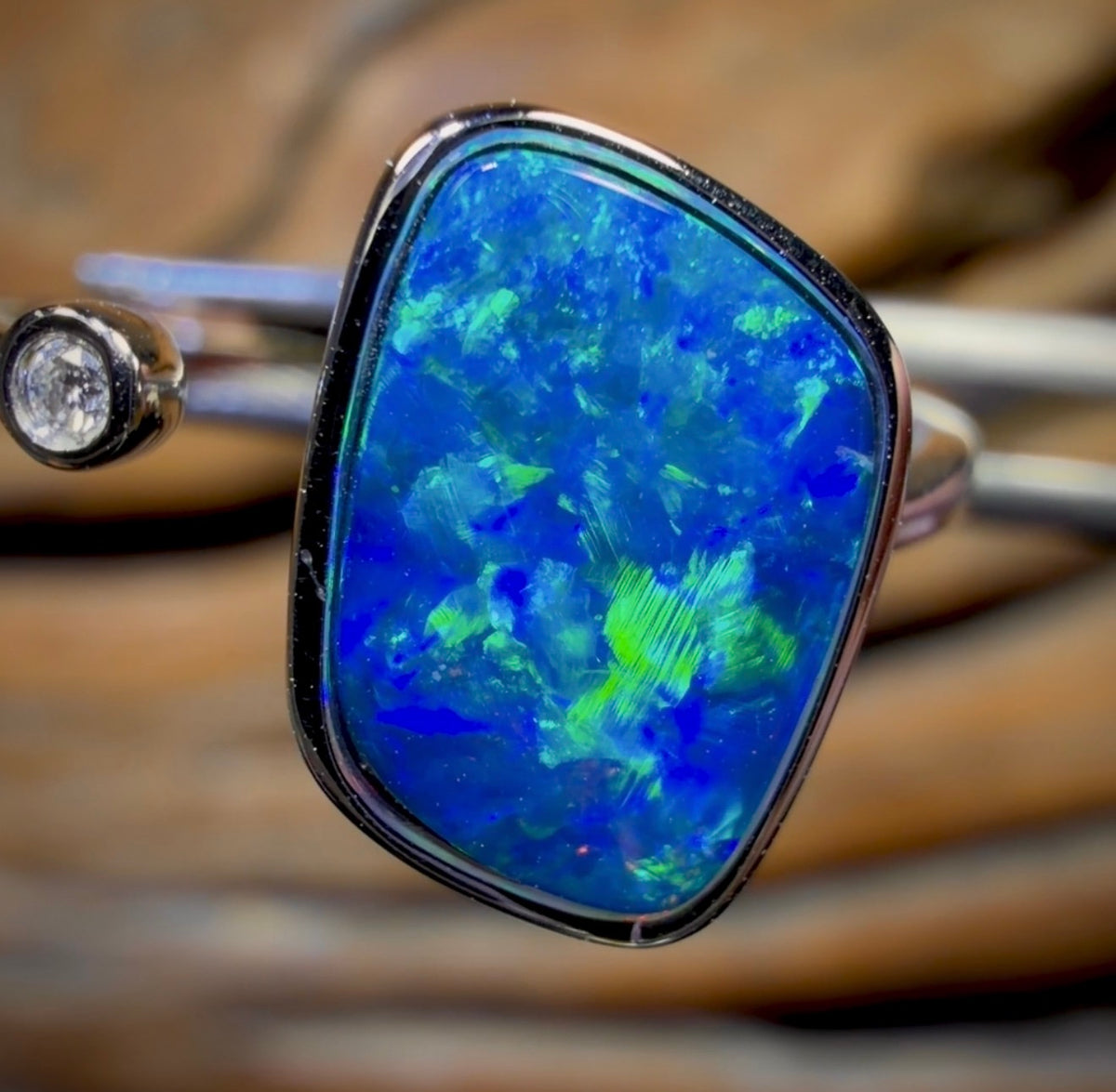 14k White Gold - Queensland Boulder Opal Doublet Ring