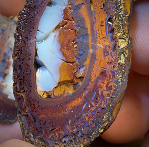 177.1cts - Yowah Nut Partial Crystal Centre Rough Specimen Pair