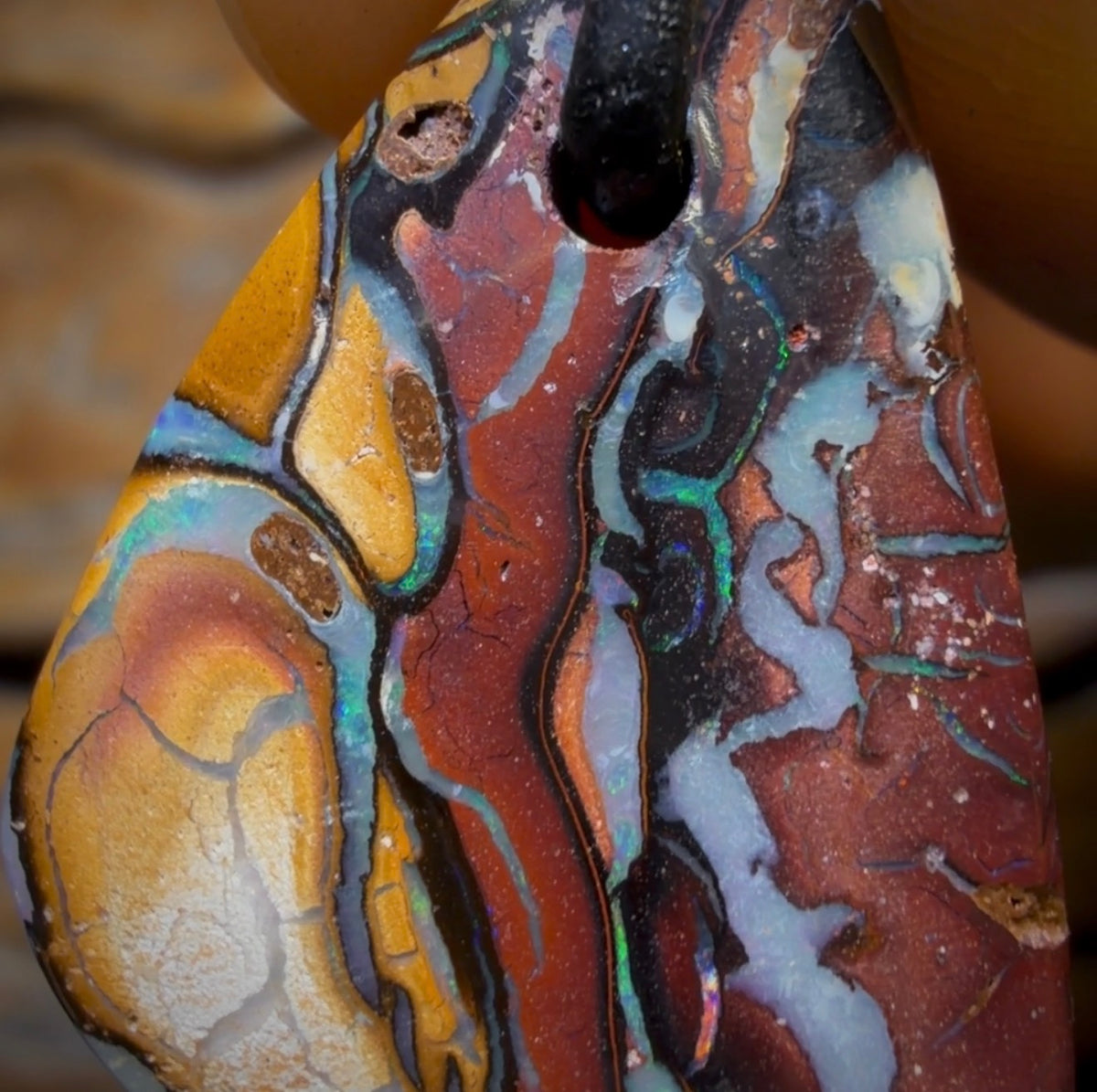 31 x 20mm - Drilled Tribal Queensland Boulder Opal Necklace