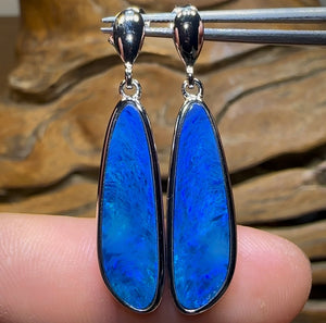 Sterling Silver - Classic Australian Boulder Opal Doublet Earrings - Opal Whisperers