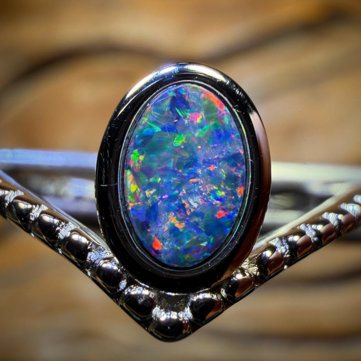 Sterling Silver - Queensland Boulder Opal Doublet Ring