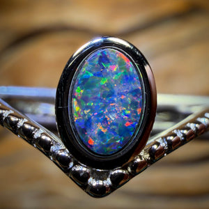Sterling Silver - Queensland Boulder Opal Doublet Ring