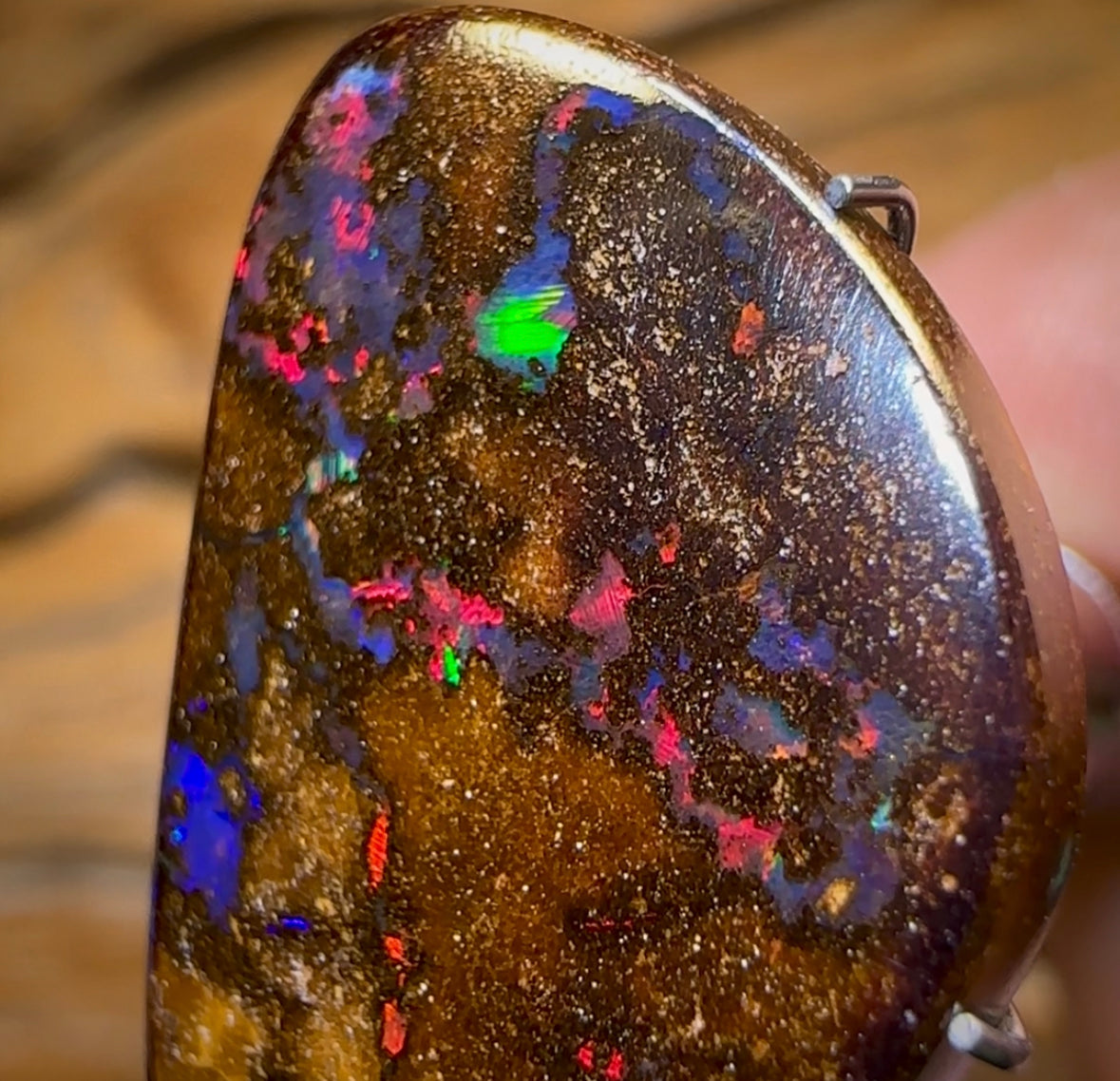11.7cts - Queensland Boulder Seam Opal With Fire Red