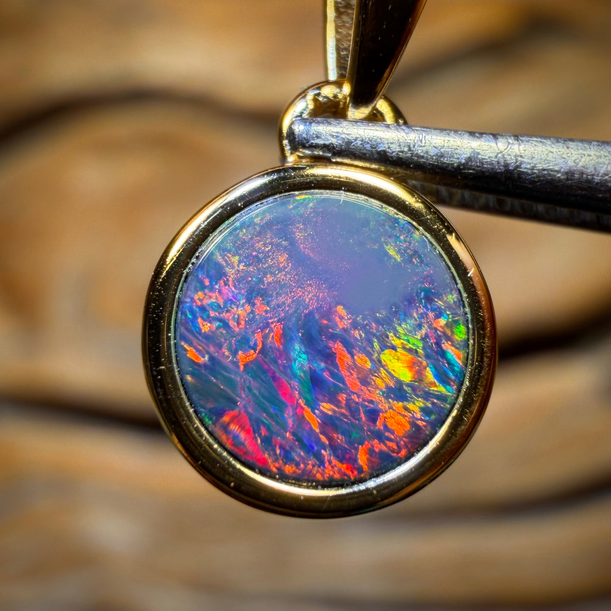Sterling Silver Gold Plated - Queensland Boulder Opal Doublet Pendant Top Red Bargain