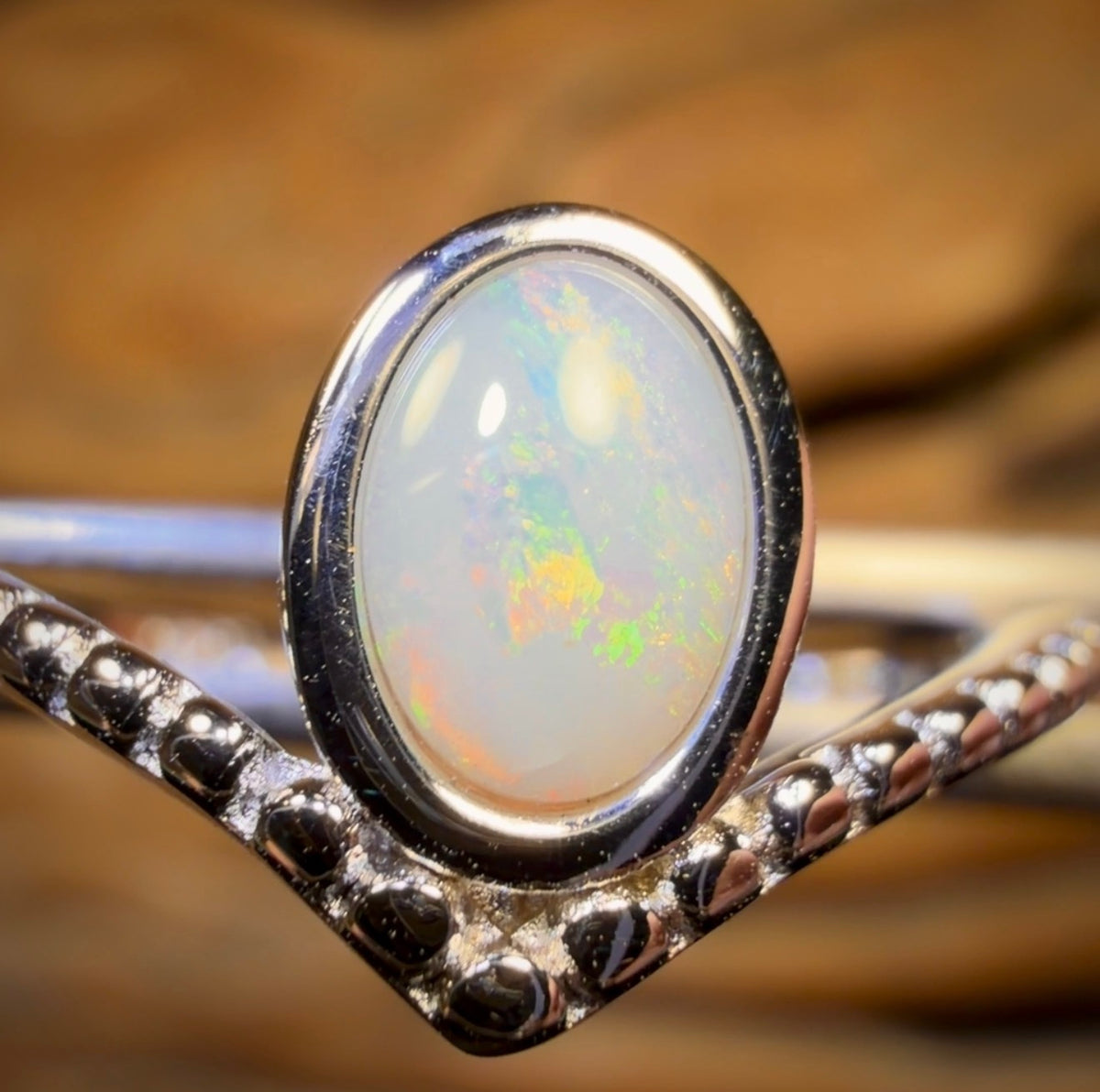 Bague en argent sterling avec opale de cristal d'Australie du Sud