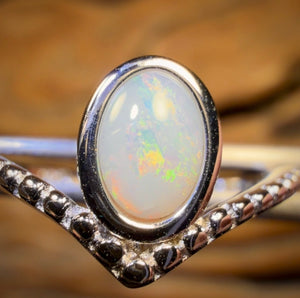 Bague en argent sterling avec opale de cristal d'Australie du Sud