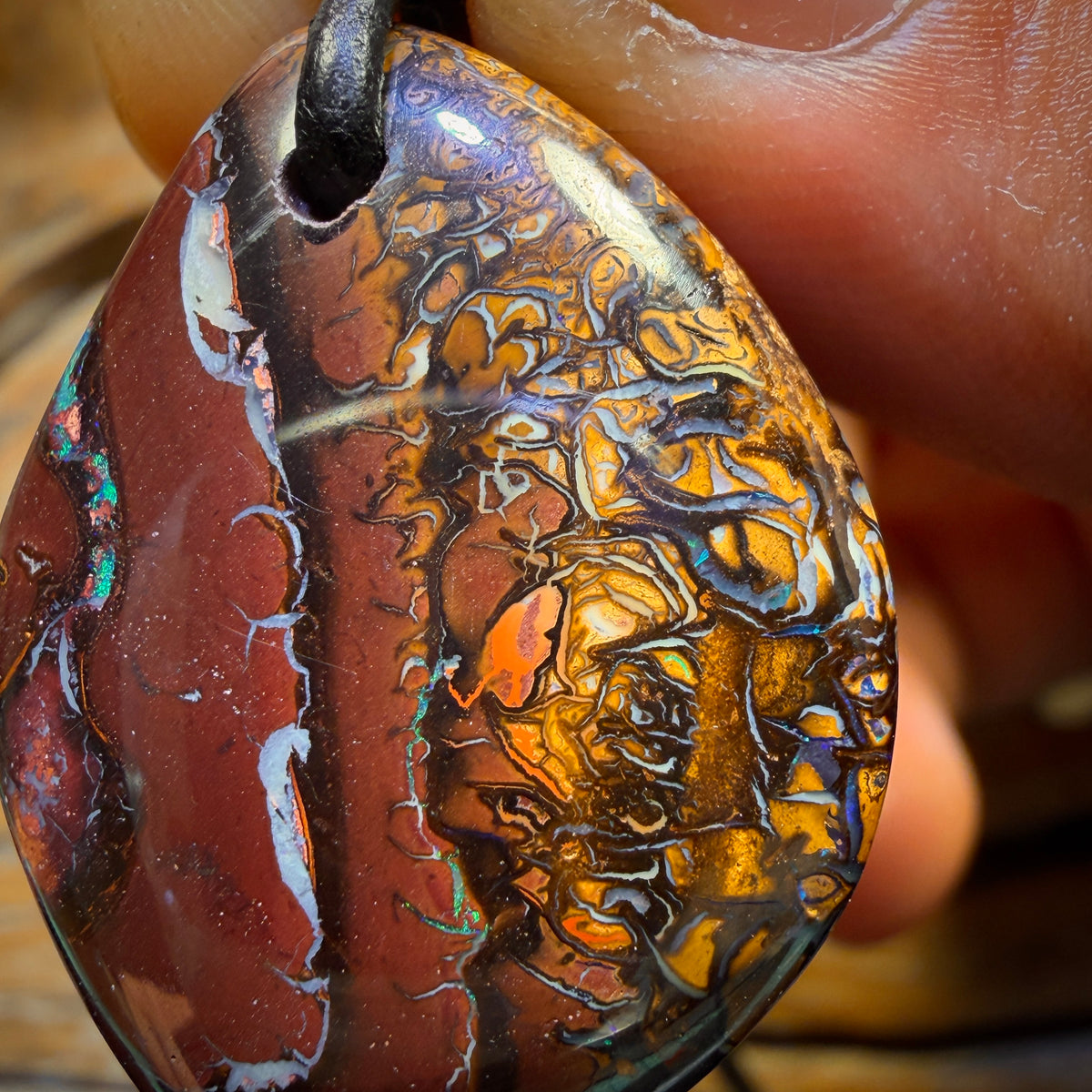 32 x 24mm - Drilled Tribal Queensland Boulder Opal Necklace