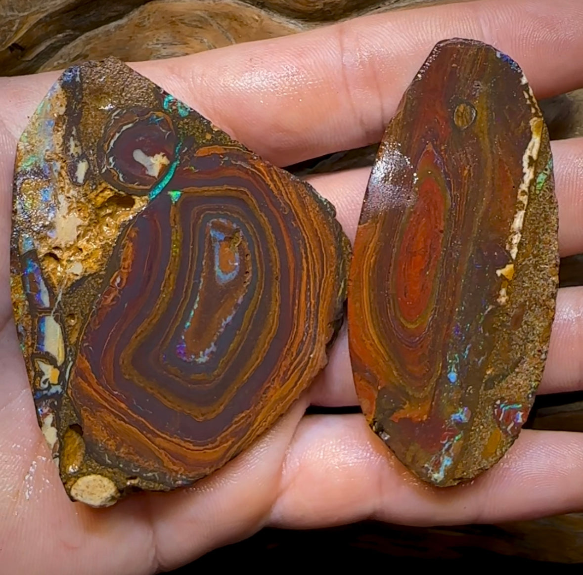 (Template) 396cts - 2x Yowah Nut Rough Slabs. Australian Boulder Opal - Opal Whisperers
