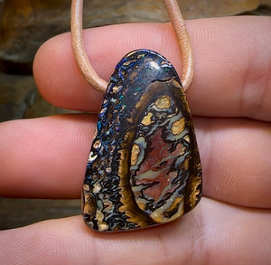 32 x 24mm - Drilled Australian Boulder Opal Necklace. Top Tribal