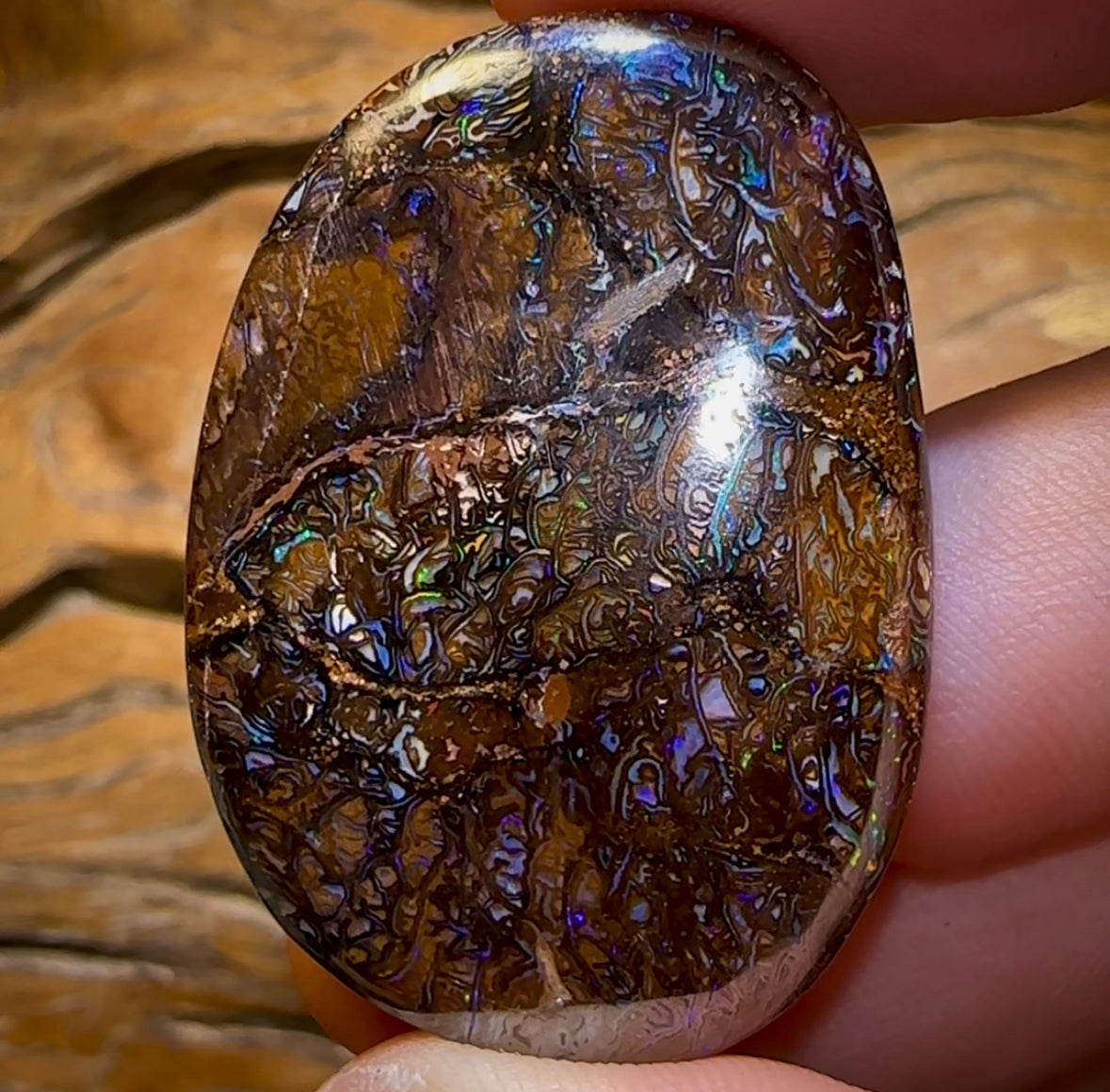 95.5cts - Double Sided Queensland Boulder Opal. koroit Tribal - Opal Whisperers