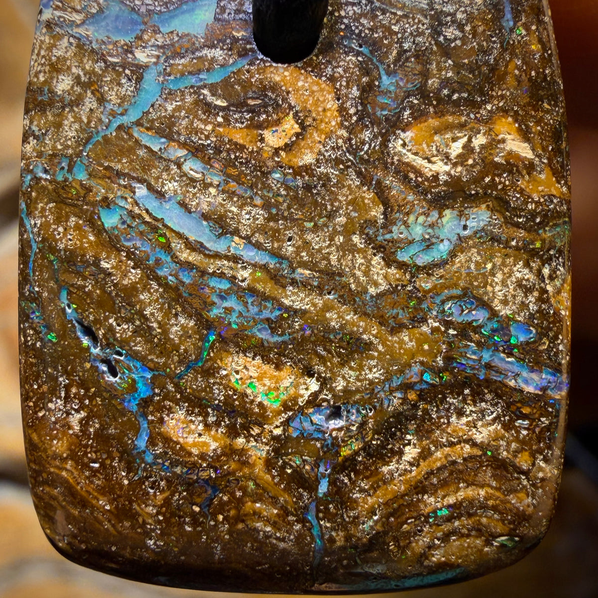 Dad Card! 25 x 21mm - Drilled Queensland Boulder Opal Necklace