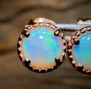 Sterling Silver Plated - South Australian Crystal Opal Stud Earrings