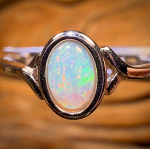 Bague en argent sterling avec opale de cristal d'Australie du Sud
