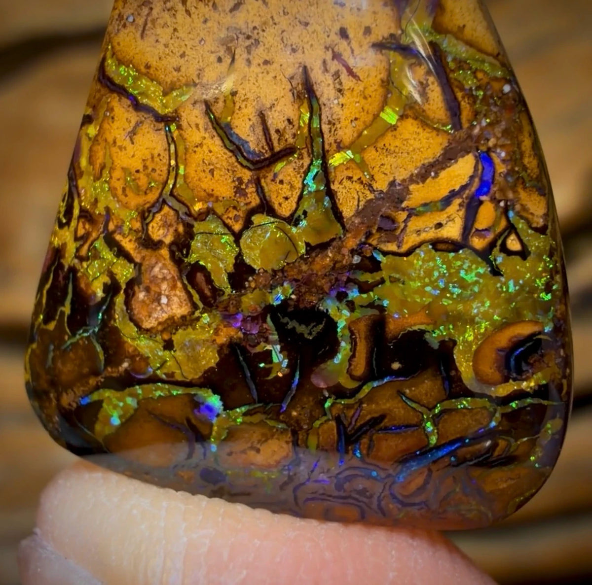 Half Price Card! 21.3cts - Very Rare Collectors Colour Golden Green Tribal Picture Stone Australian Boulder Opal from Yowah