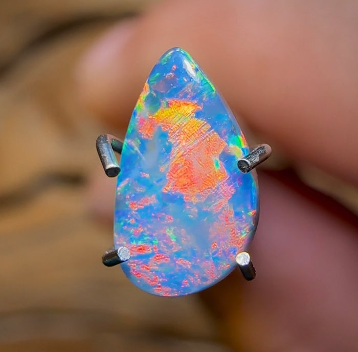 0.65cts - Australian Solid Red on Black Opal from Lightning Ridge - Opal Whisperers