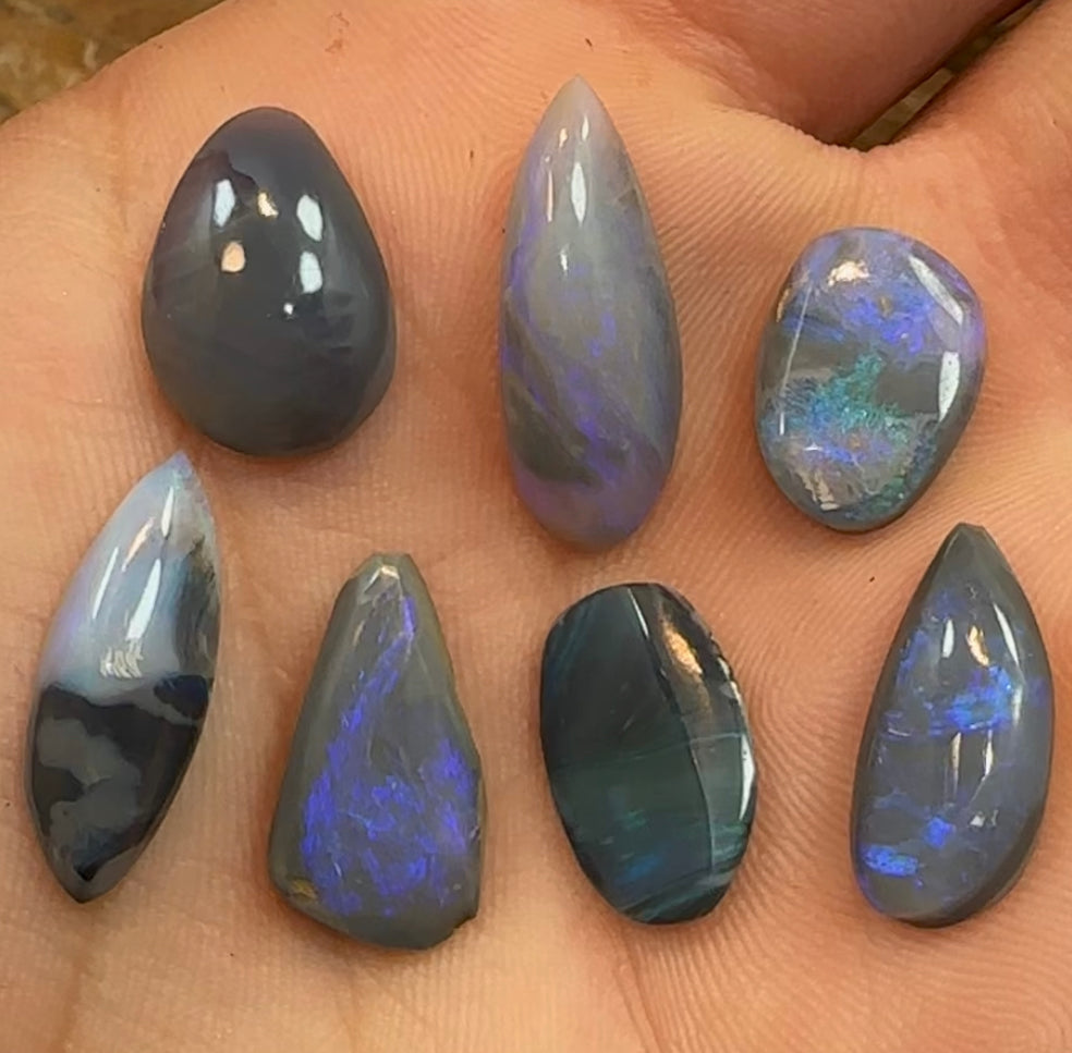 23.2cts - 7x Lightning Ridge Crystal Opal Rubs - Opal Whisperers