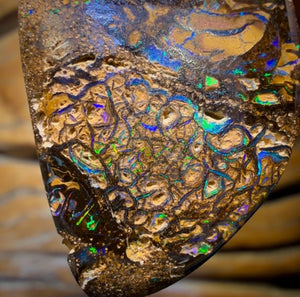 Wildcard! 40 x 22mm - Drilled Tribal Queensland Boulder Opal Necklace. Double Sided