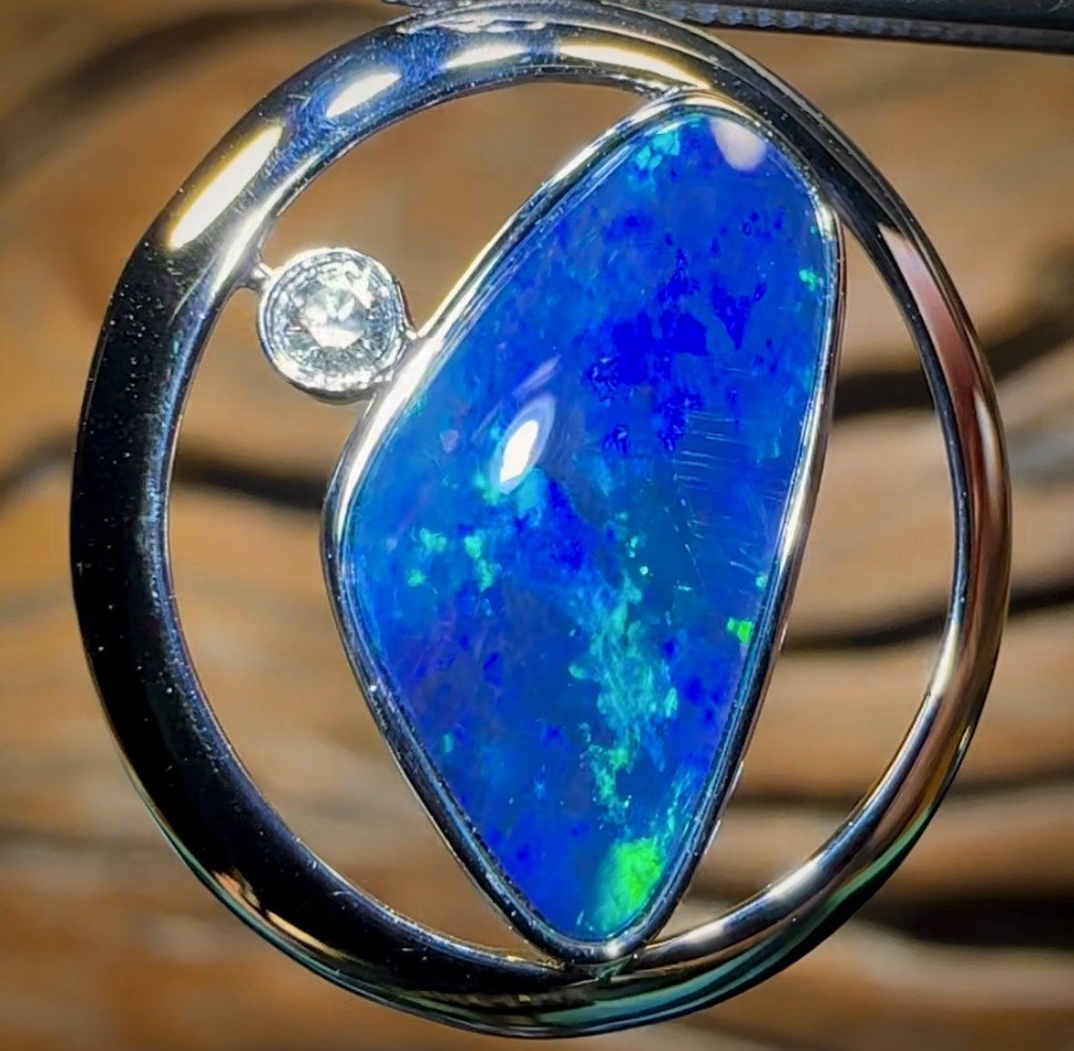 14k White Gold - Queensland Boulder Opal Doublet Pendant