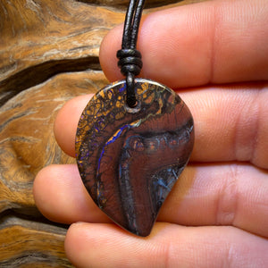 35 x 26mm - Drilled Tribal Queensland Boulder Opal Necklace